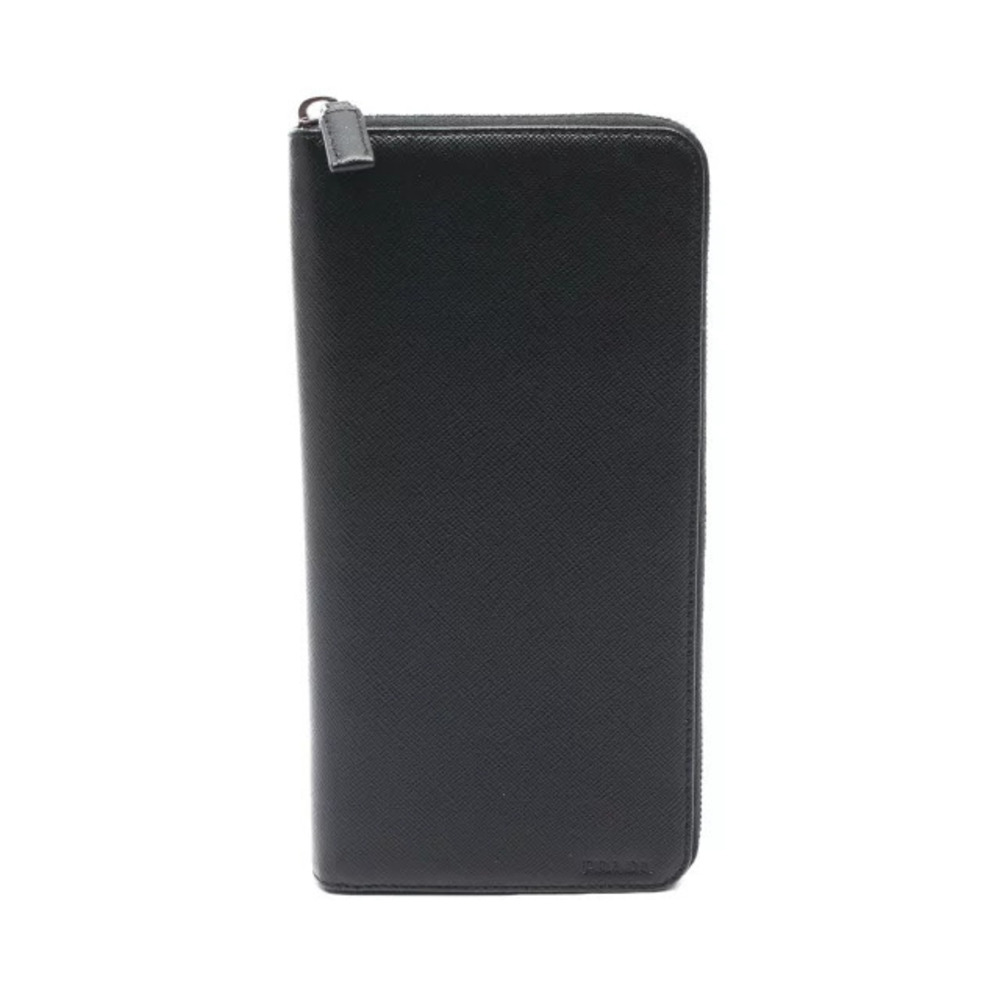 Prada SAFFIANO Round Long Wallet Leather Black